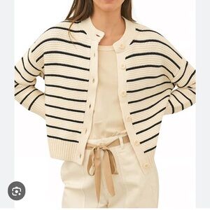 Alex Mill Cream and Black Striped Cardigan